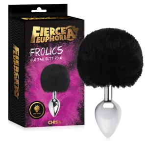 Buton de argint cu un pompon negru, anal plug - 75539723