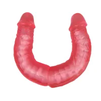Dildo dublu realist roz cu schelet intern 38 cm - 76919397 - 2