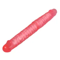 Dildo dublu realist roz cu schelet intern 38 cm - 76919397 - 4