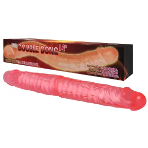 Dildo dublu realist roz cu schelet intern 38 cm - 76919397