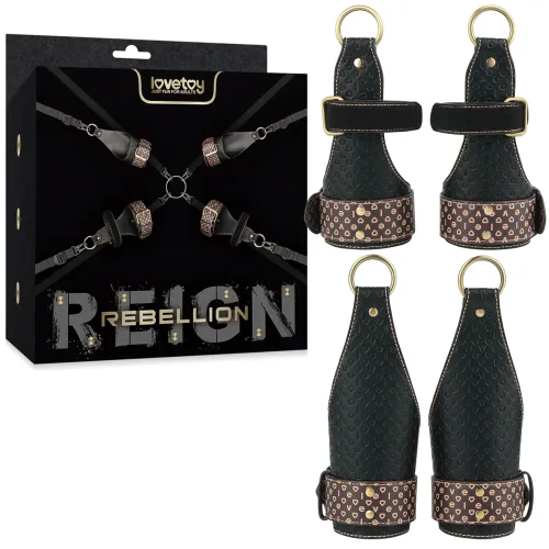 Set de imobilizare din piele Rebellion pentru sub saltea în pat BDSM - 76141648
