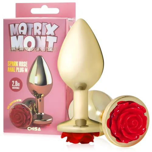 Elegantul dop anal Spark Rose cu trandafir roșu 9 cm - 76551721
