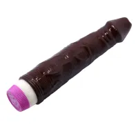 Vibrator realist Anatomic Penis maro cu potențiometru rotativ 21,5 cm - 77388198 - 3
