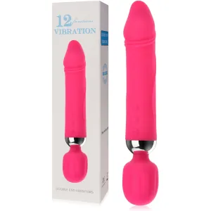 VIBRATOR PUTERNIC DIN SILICON DUBLU PENTRU FEMEI BAGHETĂ DE MASAJ 2IN1 - 12 FUNCȚII - 70936739