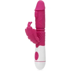 Vibrator cu două motoare, cu proeminențe de stimulare și fluturaș pentru clitoris - 73249595