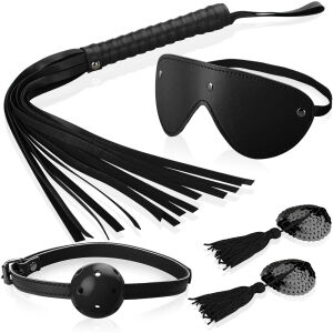 SET SENZUAL BDSM - BICI, MASCĂ PENTRU OCHI, CĂLUȘ, CLEME PENTRU SFÂRCURI - 87546839