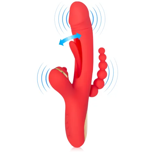 Vibrator 3 în 1 cu limbă mobilă și stimulator anal - 71946795