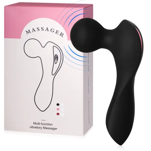 Mini masaj negru pentru femei wand cu 10 opțiuni de vibrație - 77885483