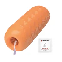 Masturbator masculin din gel cu striații și biluțe pentru masaj, Portocaliu - 78647783 - 4