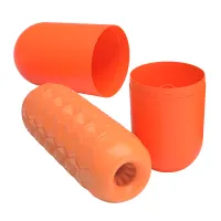 Masturbator masculin din gel cu striații și biluțe pentru masaj, Portocaliu - 78647783 - 6