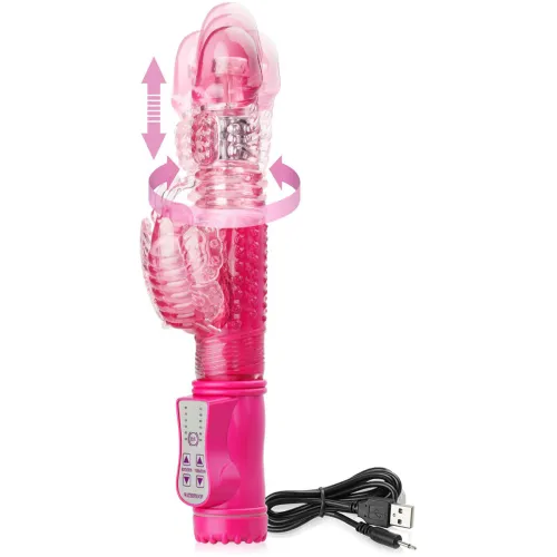 VIBRATOR GLISANT ROTATIV CU CLITORIS CU FLUTERAȘ PĂTRUNDERE PĂSĂRICĂ - 77399098