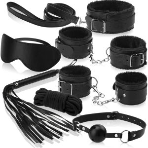 SET CU ACCESORII DIN PIELE NEAGRĂ  BDSM - 78034329 