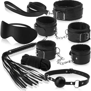 SET CU ACCESORII DIN PIELE NEAGRĂ  BDSM - 78034329 