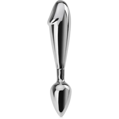 DILDO DIN OȚEL INOXIDABIL CU DOUĂ CAPETE PLUG ANAL PENIS PLUG - 78141330