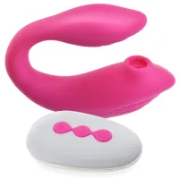 VIBRATOR DE MASAJ CU ASPIRAȚIE-VIBRATOR CU DOUĂ MOTOARE PENTRU CUPLURI, PENTRU SEX - 10 FUNCȚII + TELECOMANDĂ - 78462069 - 2