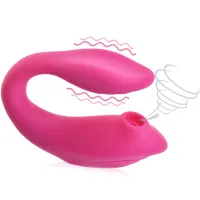 VIBRATOR DE MASAJ CU ASPIRAȚIE-VIBRATOR CU DOUĂ MOTOARE PENTRU CUPLURI, PENTRU SEX - 10 FUNCȚII + TELECOMANDĂ - 78462069 - 6