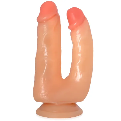 Dublu dildo cu ventuză stimulare anală dublă 18 cm - 79769679