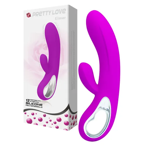 Vibrator violet din silicon cu 12 funcții de masaj și protuberanță pentru clitoris - 78058078