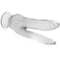 Dublu dildo transparent din silicon de 20,5 cm cu ventuză - 72637400 - 2