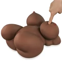 Masturbator masculin realist din silicon maro cu bust mare - 77825374 - 5