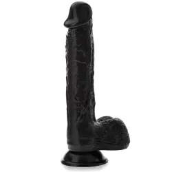 Penis realist din silicon cu testicule cărnoase 16 cm negru - 71403469