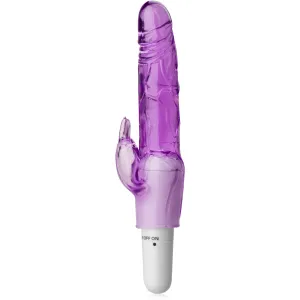 VIBRATOR ÎNGUST DIN GEL MOV CU IEPURAȘ - LBB 010048