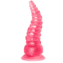 Dildo roz texturat flexibil de 21 cm în formă de tentacul - 78016721