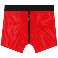 Boxeri roșii cu inel pentru strap-on + buzunar pentru vibrator - 79378237 - 8