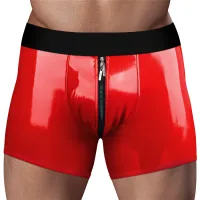 Boxeri roșii cu inel pentru strap-on + buzunar pentru vibrator - 79378237 - 9