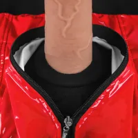 Boxeri roșii cu inel pentru strap-on + buzunar pentru vibrator - 79378237 - 4