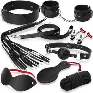 Set complet de accesorii erotice BDSM bondage din piele - 70854719