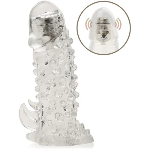 MANȘON DIN GEL CU PROTUBERANŢE ȘI CAP VIBRATOR- LBB 026203A