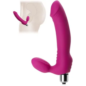 PENIS DIN SILICON CU MANȘON - STRAP ON - VIBRAȚIE DUBLĂ A PLĂCERII - 79624718