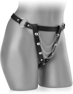 STRINGI DIN PIELE CU LANȚURI BDSM,  PRIMEȘTE CONTROLUL - 79435970