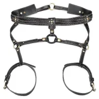 Rebellion ham de piele senzual cu cravată și inel BDSM - 79373440 - 6