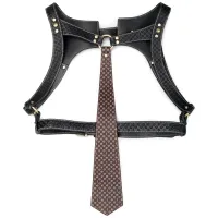 Rebellion ham de piele senzual cu cravată și inel BDSM - 79373440 - 4