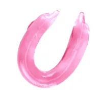 Dublu dildo roz pentru cupluri delfin neted 30 cm - 76417885 - 4