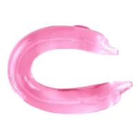 Dublu dildo roz pentru cupluri delfin neted 30 cm - 76417885 - 3