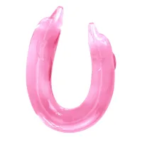 Dublu dildo roz pentru cupluri delfin neted 30 cm - 76417885 - 2