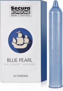 BLUE PEARL - PREZERVATIVE ALBASTRE ACOPERITE CU TERMINAȚII DE STIMULARE 24 BUC. - 76658474