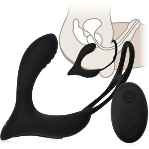 MASEUR DE LUX PENTRU PROSTATĂ CU INEL DE ERECȚIE PENTRU PENIS ȘI TESTICULE - 10 FUNCȚII + TELECOMANDĂ - 73044023