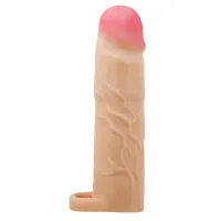 Manșon realist pentru alungirea penisului + 7,6 cm, Culoarea pielii - 73309188 - 3