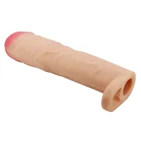 Manșon realist pentru alungirea penisului + 7,6 cm, Culoarea pielii - 73309188 - 4