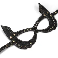 Rebellion mască de ochi senzuală BDSM din piele maro pentru pisici - 77003512 - 2