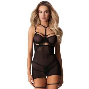 Obsessive Arrowel tricou negru + choker și curele pentru coapse - 79170522