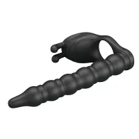 Manșon vibrant pentru penis cu dildo și stimulator clitoridian - 72010044 - 5