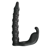 Manșon vibrant pentru penis cu dildo și stimulator clitoridian - 72010044 - 3