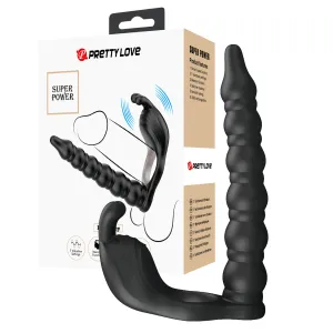 Manșon vibrant pentru penis cu dildo și stimulator clitoridian - 72010044