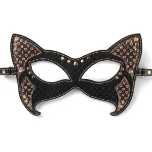 Rebellion mască de pisică din piele sensuală de culoare maro BDSM - 79409340