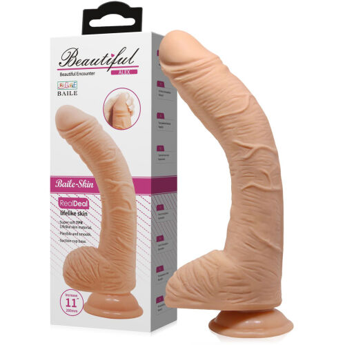 PENIS MARE ÎNDOIT PENIS G-SPOT ELASTIC DILDO PE O VENTUZĂ PUTERNICĂ 27 cm - 71152492